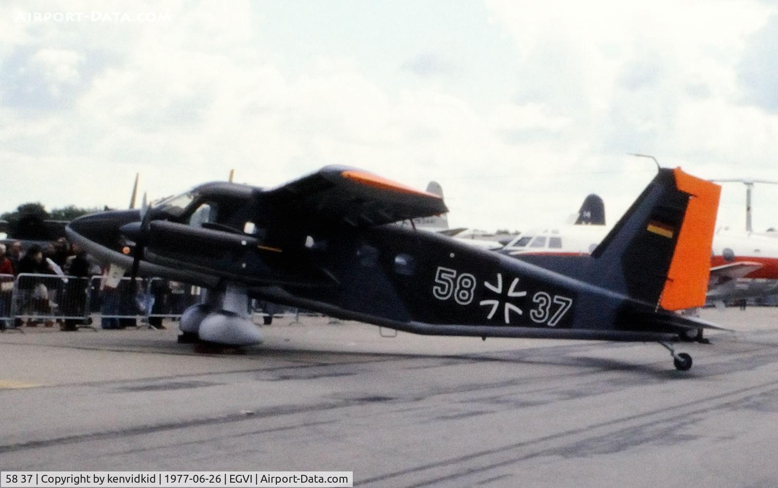58 37, Dornier Do-28D-2 Skyservant C/N 4112, At the 1977 International Air Tattoo Greenham Common, copied from slide.