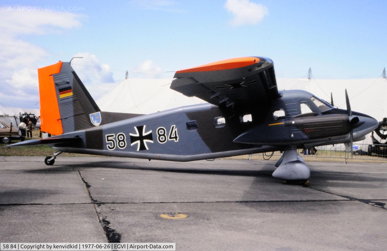 58 84, 1973 Dornier Do-28D-2 Skyservant C/N 4159, At the 1977 International Air Tattoo Greenham Common, copied from slide.