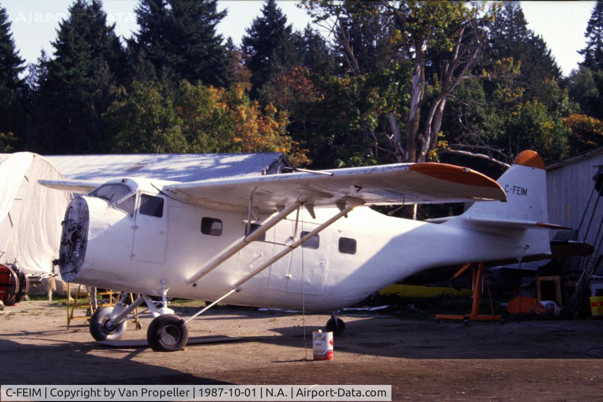 C-FEIM, Fairchild F-11-2 Husky C/N 3, Fairchild F-11-2 Husky, minus engine, in the Canadian Museum of Flight & Transportation in Vancouver, B.C., 1987