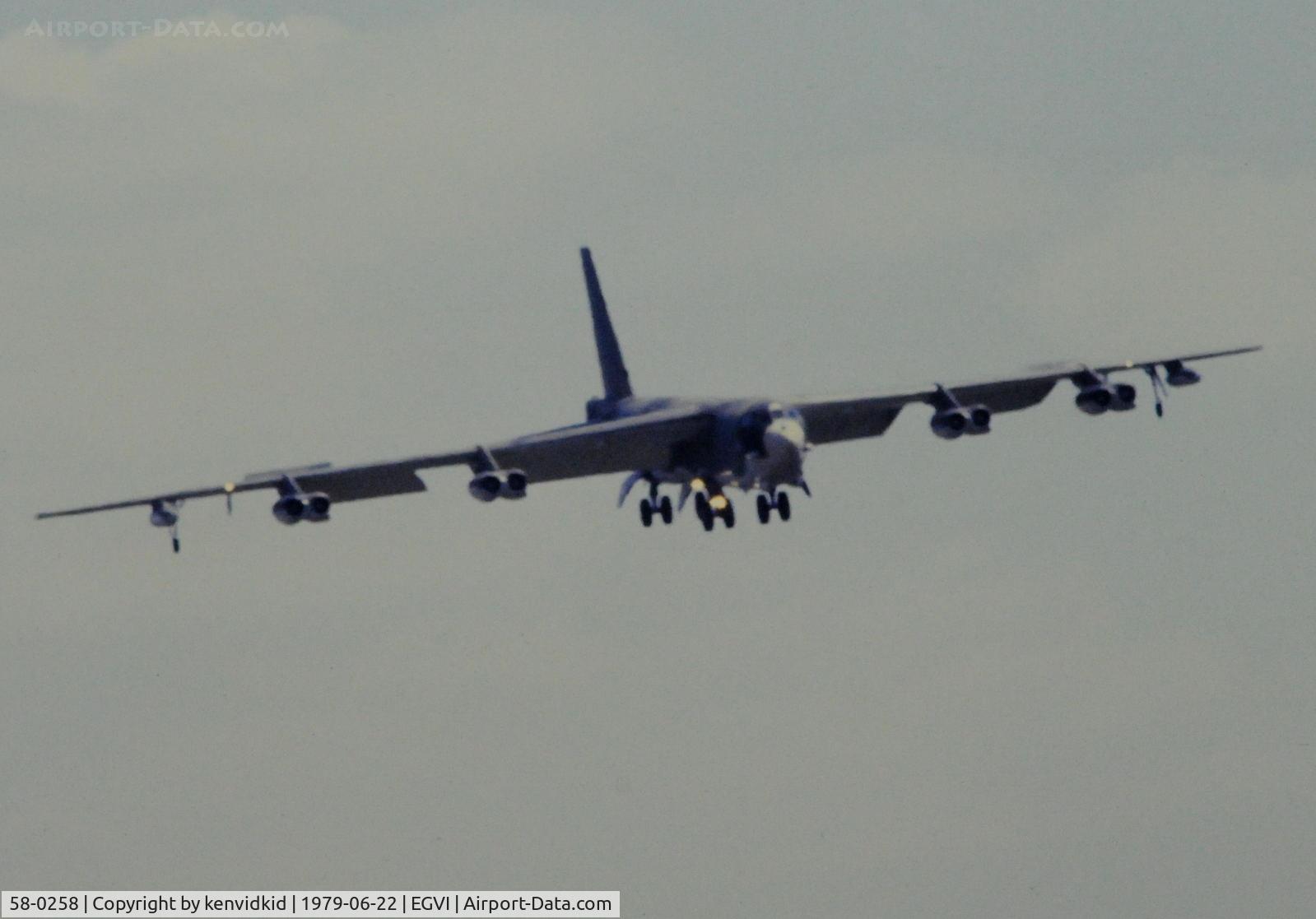 58-0258, 1958 Boeing B-52G Stratofortress C/N 464326, At the 1979 International Air Tattoo Greenham Common, copied from slide.