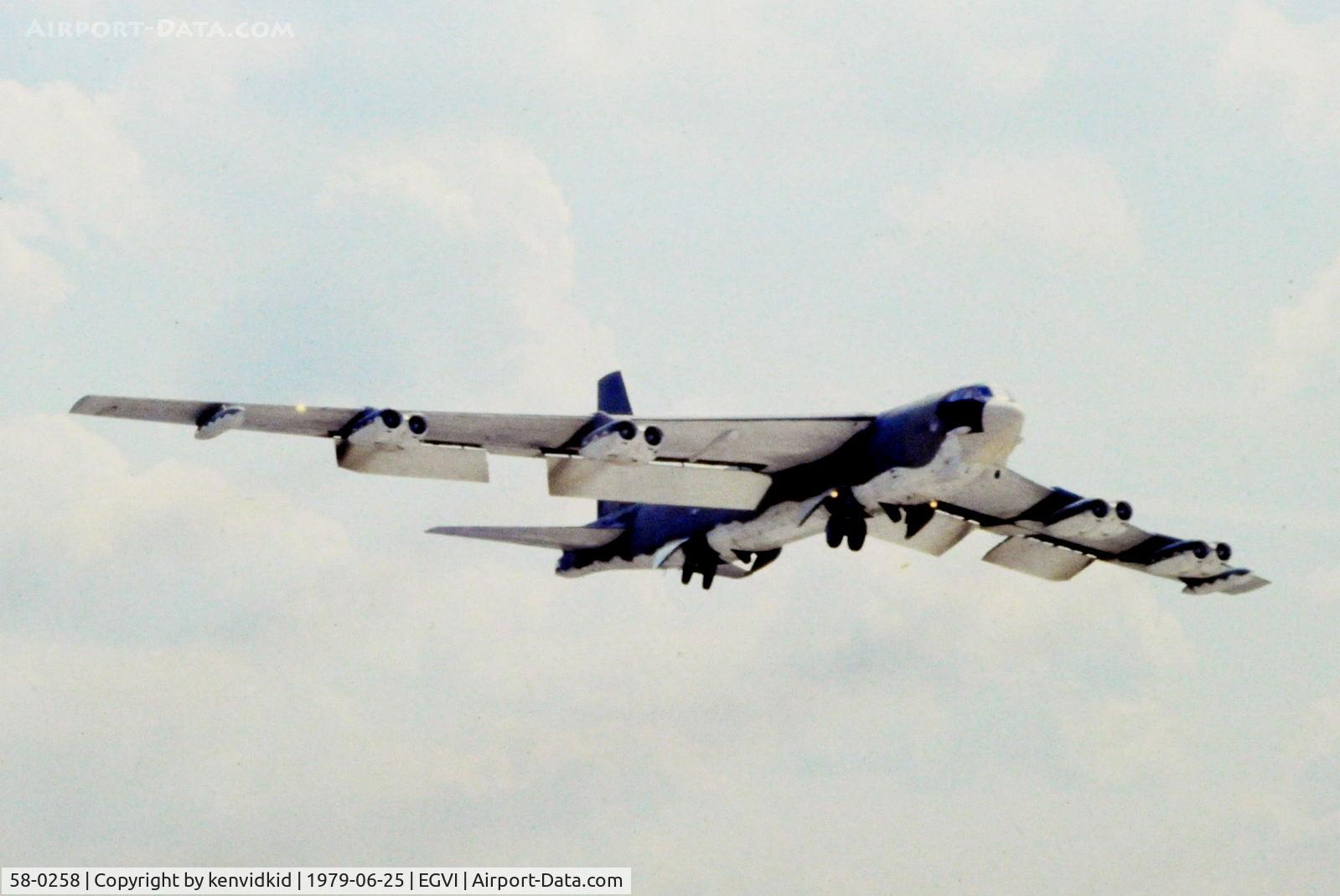 58-0258, 1958 Boeing B-52G Stratofortress C/N 464326, At the 1979 International Air Tattoo Greenham Common, copied from slide.