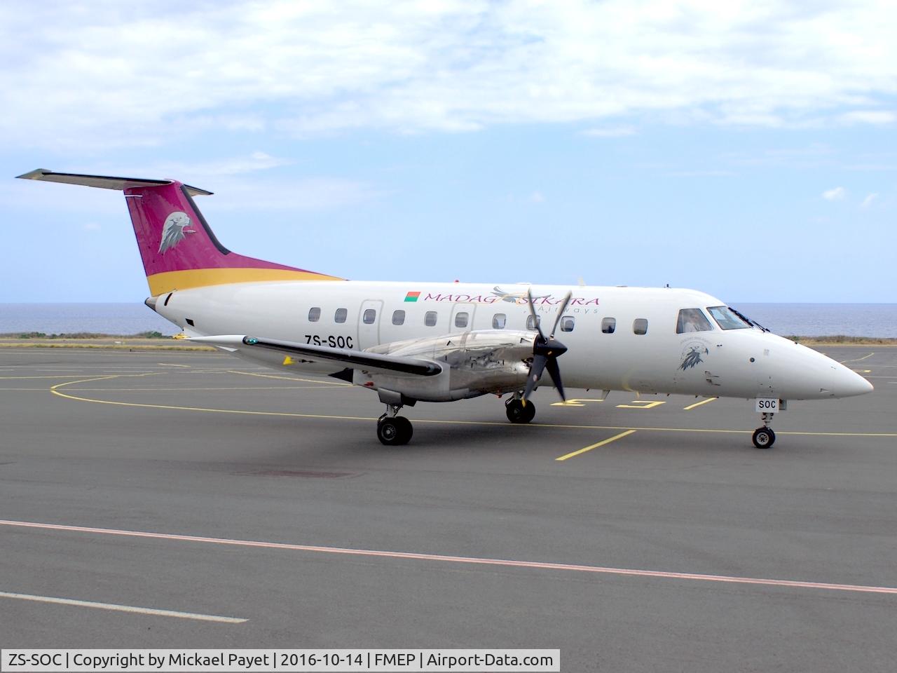 ZS-SOC, 1992 Embraer EMB-120ER Brasilia C/N 120266, New airline in St Pierre-Pierrefonds