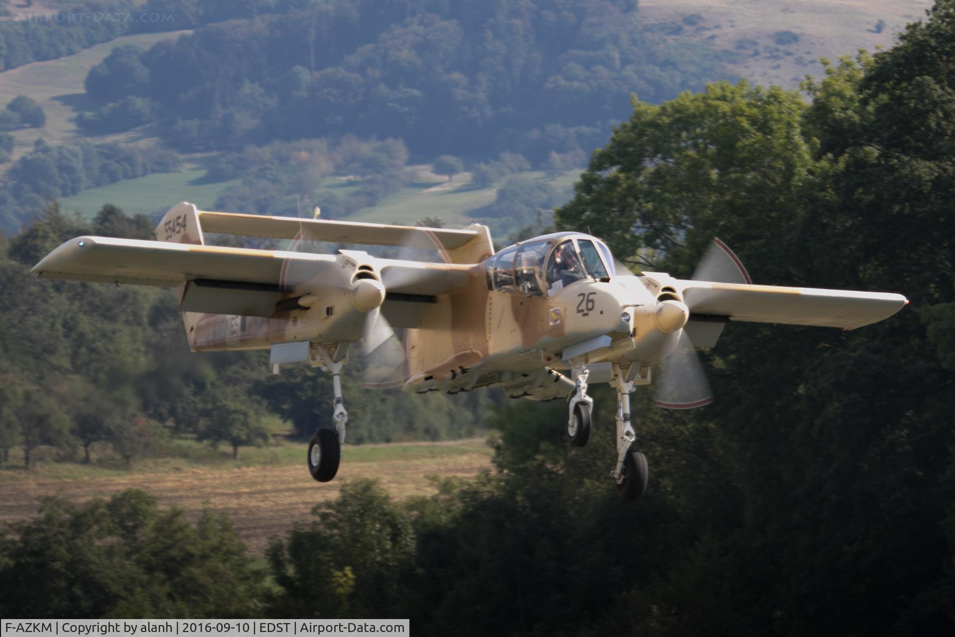 F-AZKM, 1971 North American OV-10B Bronco C/N 338-9 (305-65), Arriving at the 2016 Hahnweide Oldtimer Fliegertreffen