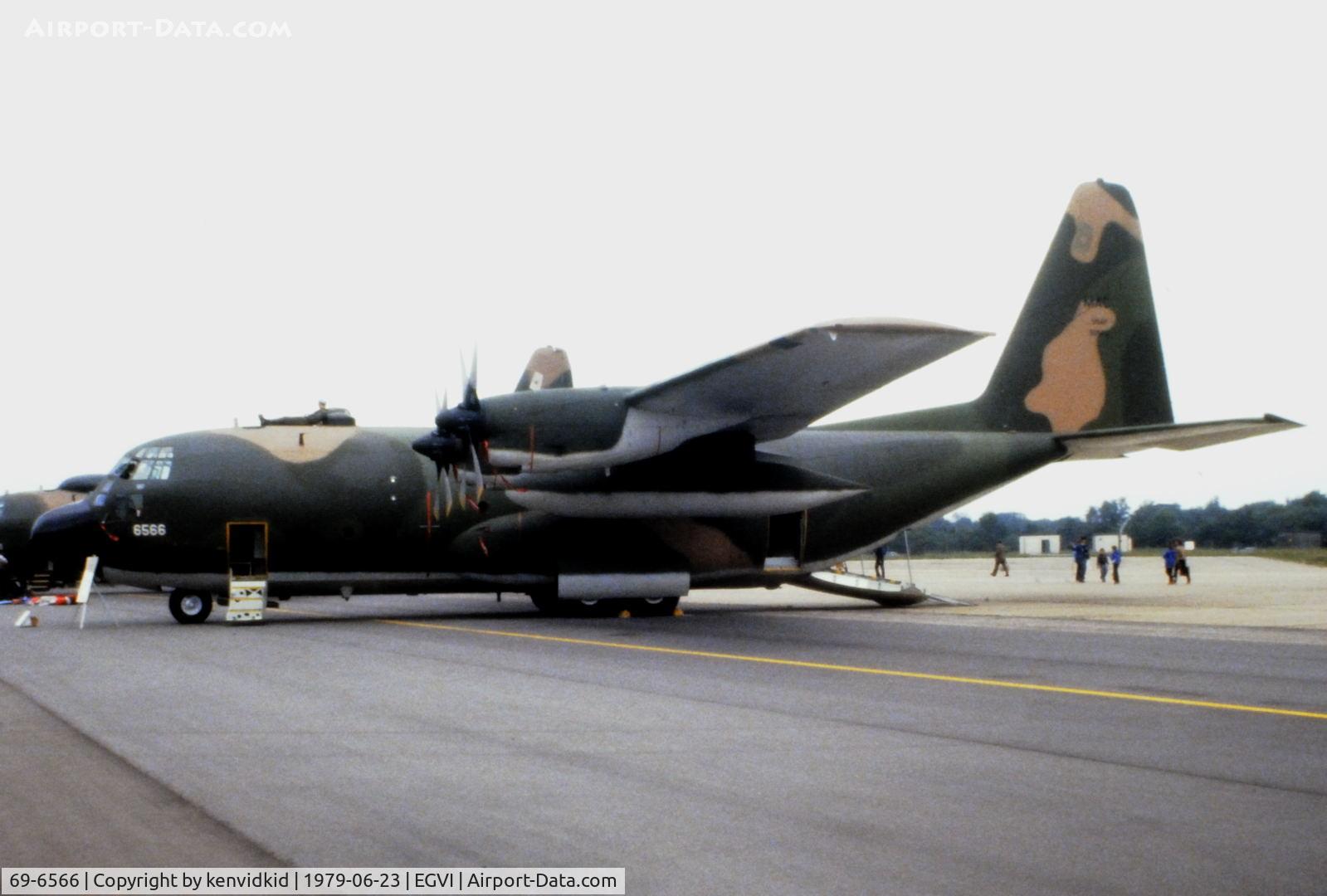 69-6566, 1969 Lockheed C-130E Hercules C/N 382-4340, At the 1979 International Air Tattoo Greenham Common, copied from slide.