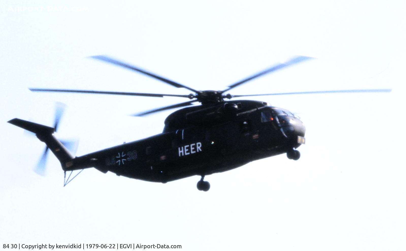 84 30, Sikorsky (VFW-Fokker) CH-53GS C/N V65-028, At the 1979 International Air Tattoo Greenham Common, copied from slide.