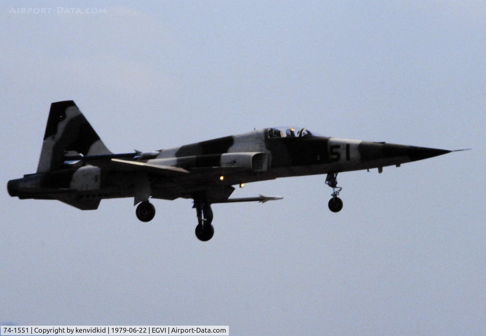 74-1551, 1974 Northrop F-5E Tiger II C/N R.1209, At the 1979 International Air Tattoo Greenham Common, copied from slide.