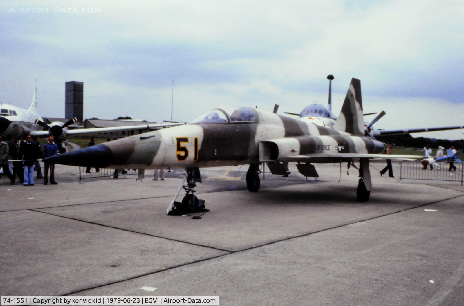 74-1551, 1974 Northrop F-5E Tiger II C/N R.1209, At the 1979 International Air Tattoo Greenham Common, copied from slide.