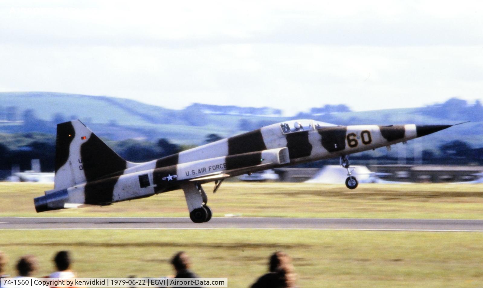 74-1560, 1974 Northrop F-5E Tiger II C/N R.1231, At the 1979 International Air Tattoo Greenham Common, copied from slide.