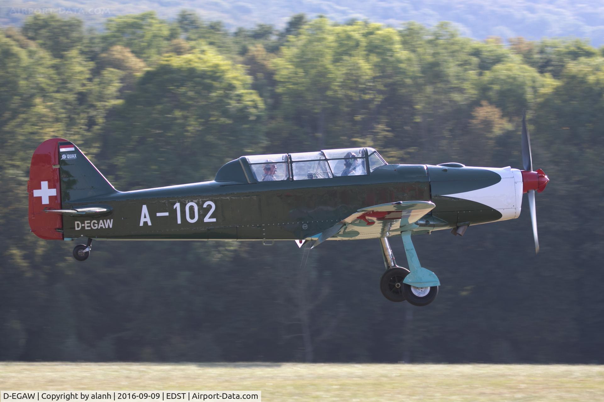 D-EGAW, 1948 Pilatus P2-06 C/N 49, Arriving at the 2016 Hahnweide Oldtimer Fliegertreffen