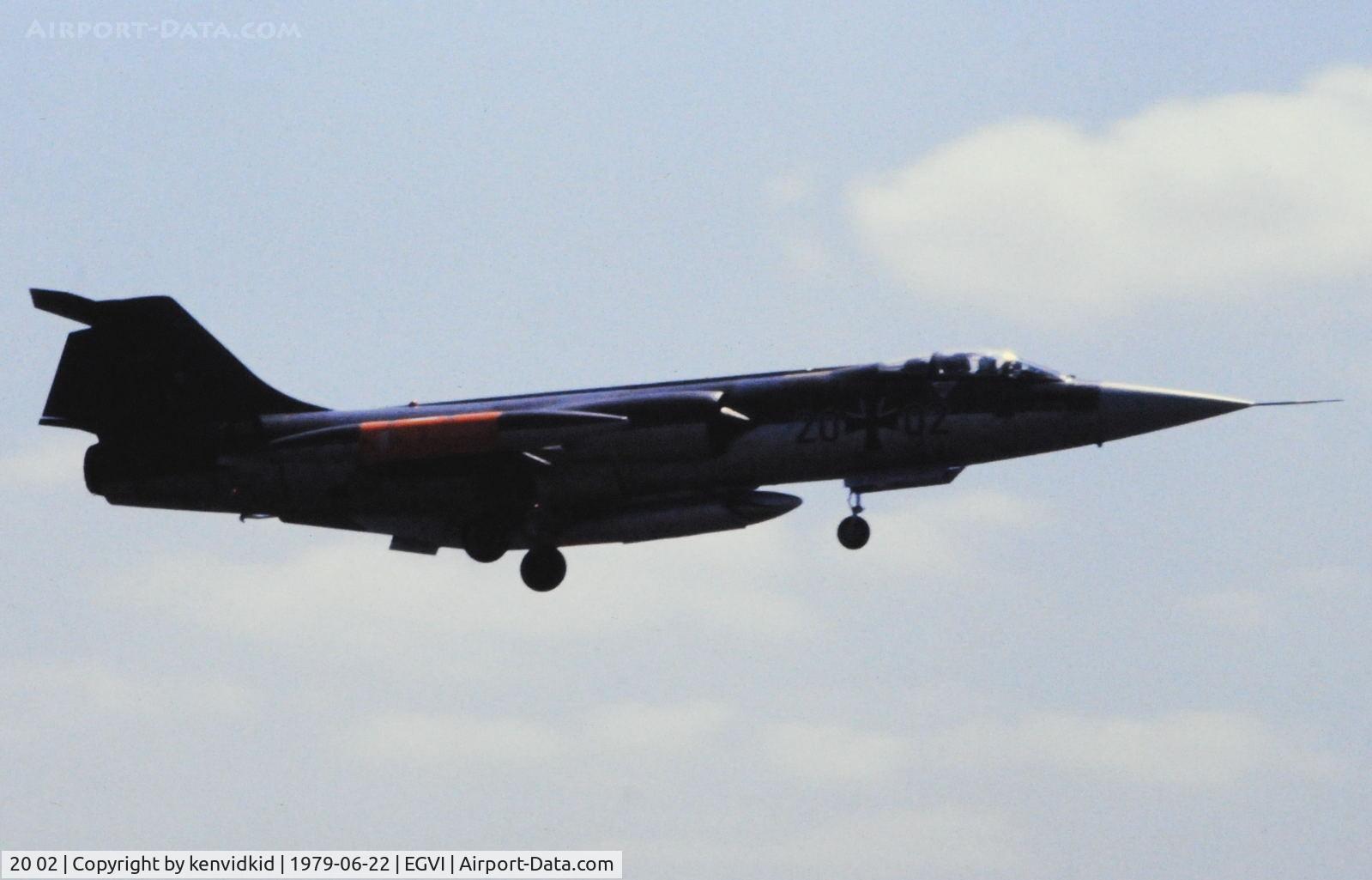 20 02, Lockheed F-104G Starfighter ZELL C/N 683-2002, At the 1979 International Air Tattoo Greenham Common, copied from slide.