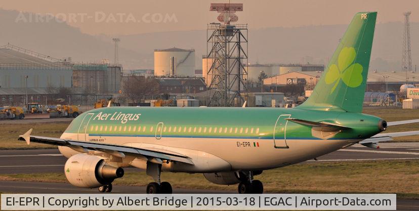 EI-EPR, 2007 Airbus A319-111 C/N 3169, Aer Lingus Airbus A319 (EI-EPR) catches the low sun before making a late-afternoon departure to Heathrow.