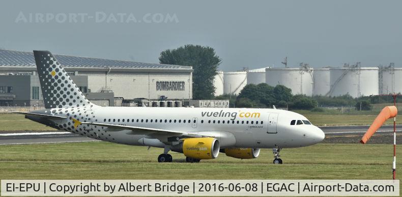 EI-EPU, 2007 Airbus A319-111 C/N 3102, Ex Aer Lingus, sold to Vueling and charted back for a short time, arriving at Belfast City with an Aer Lingus flight from Heathrow.
