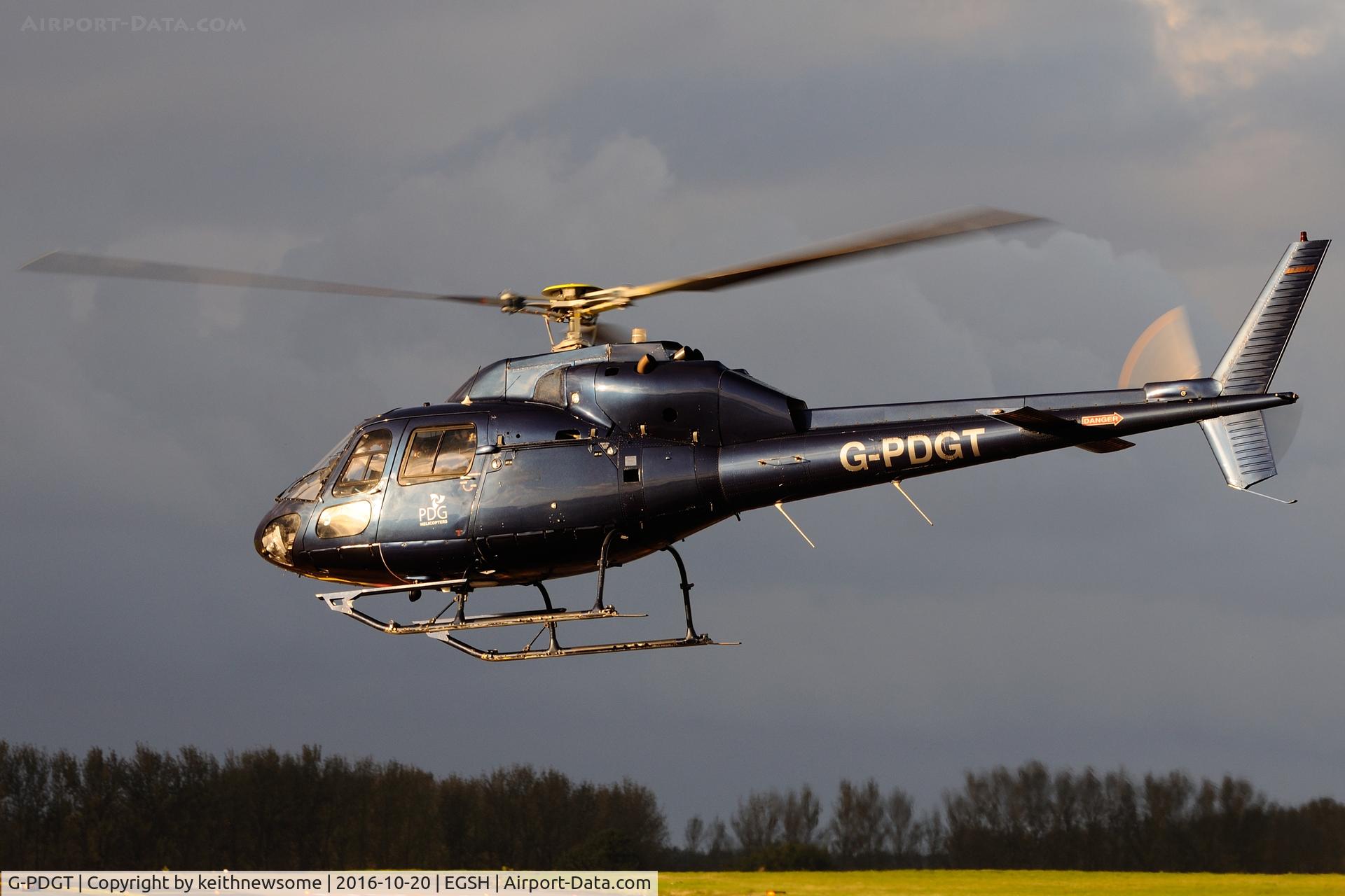 G-PDGT, 1988 Aerospatiale AS-355F-2 Ecureuil 2 C/N 5374, Sunset arrival.