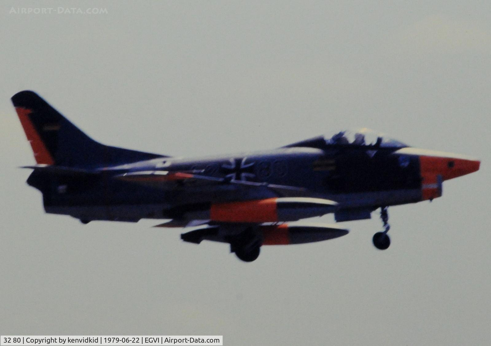 32 80, Fiat G-91R/3 C/N D550, At the 1979 International Air Tattoo Greenham Common, copied from slide.
