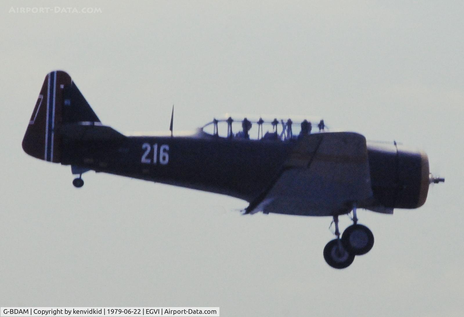 G-BDAM, 1943 Noorduyn AT-16 Harvard IIB C/N 14-726, At the 1979 International Air Tattoo Greenham Common, copied from slide.