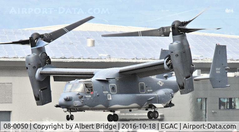 08-0050, 2008 Bell-Boeing CV-22B Osprey C/N D1038, Military visits are very very rare at Belfast City.  I heard this from home 1½ miles away.  A considerable crowd had gathered to watch and photograph the departure.