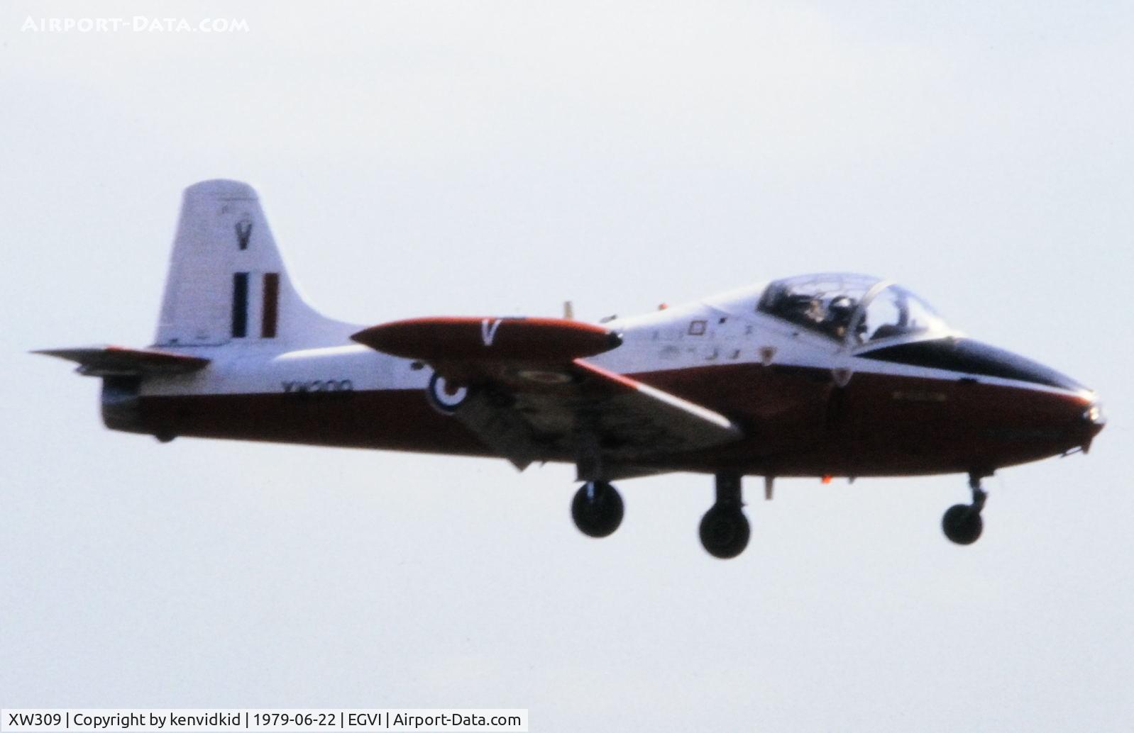 XW309, 1970 BAC 84 Jet Provost T.5 C/N EEP/JP/973, At the 1979 International Air Tattoo Greenham Common, copied from slide.