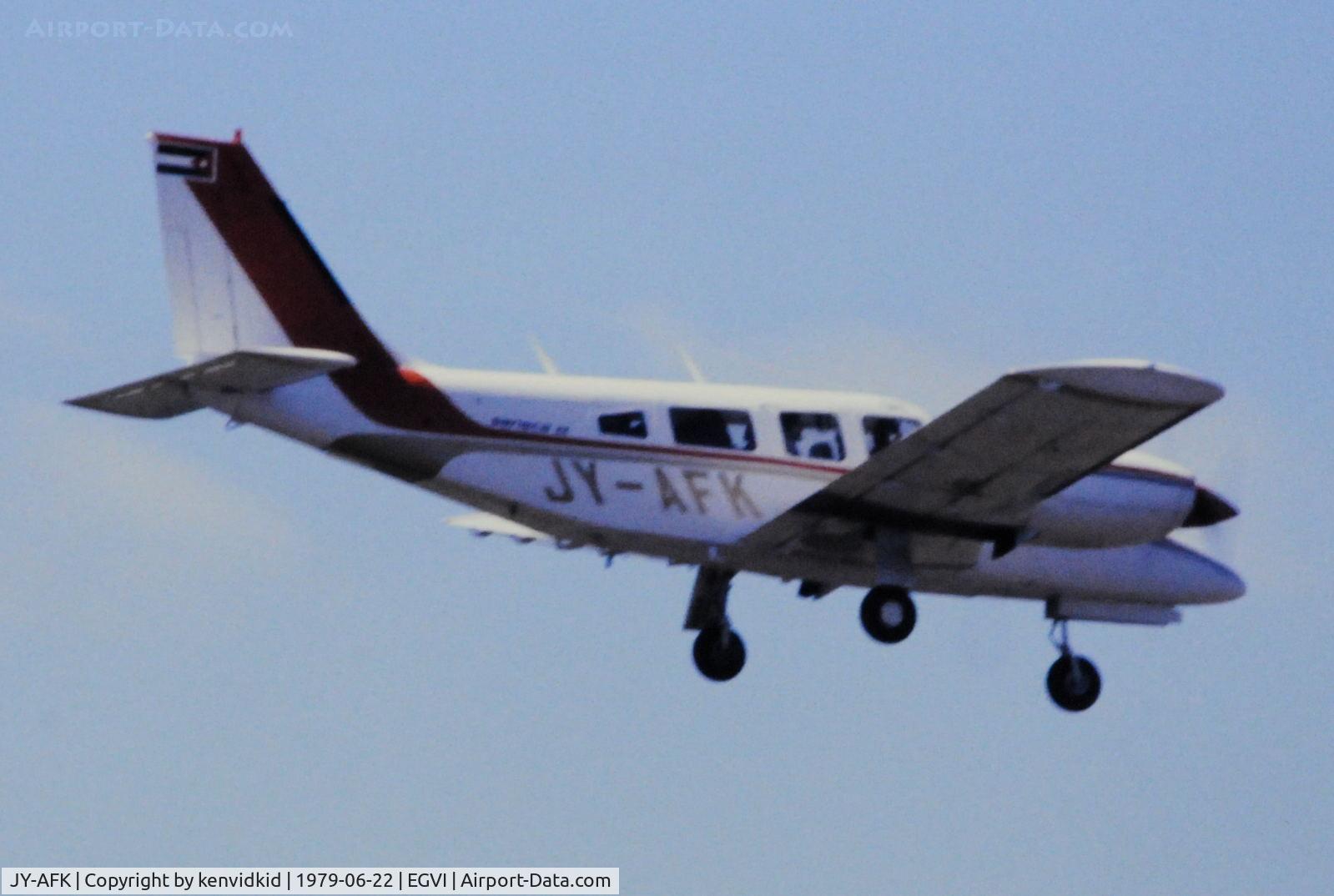 JY-AFK, 1976 Piper PA-34-200T Seneca II C/N 34-7670300, At the 1979 International Air Tattoo Greenham Common, copied from slide.
