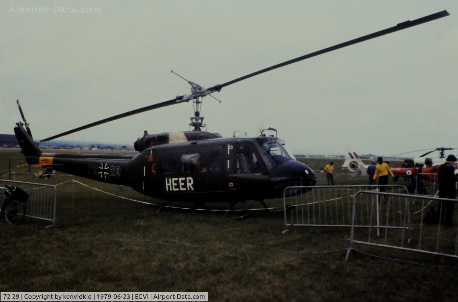 72 29, Bell (Dornier) UH-1D Iroquois (205) C/N 8349, At the 1979 International Air Tattoo Greenham Common, copied from slide
