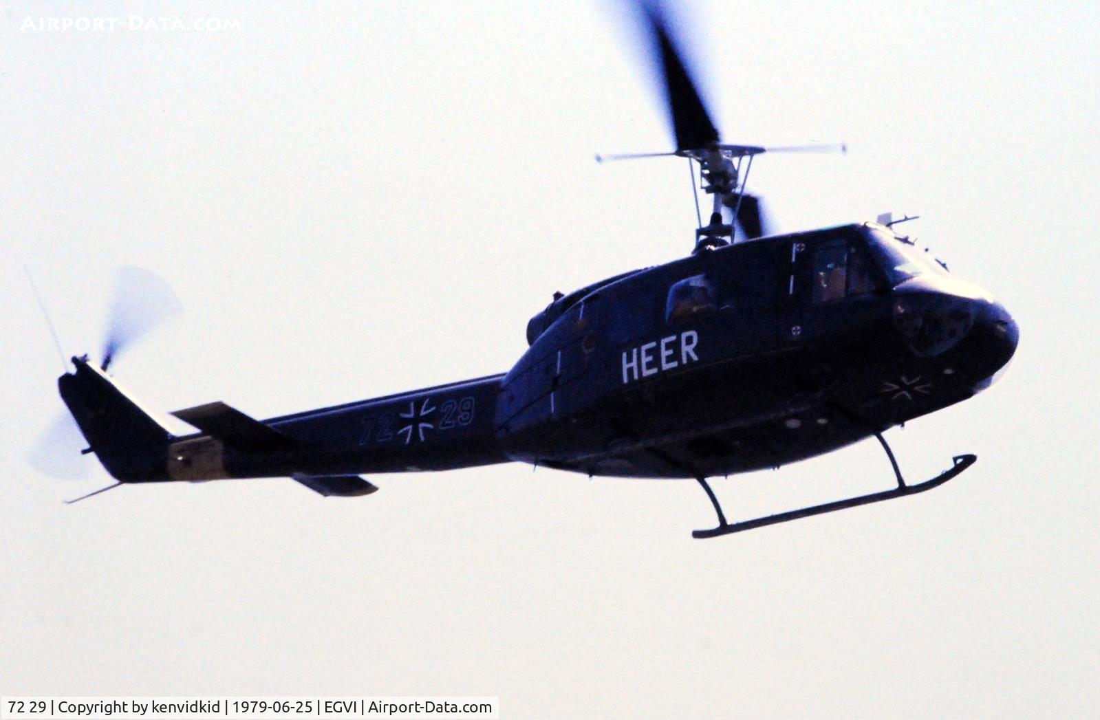 72 29, Bell (Dornier) UH-1D Iroquois (205) C/N 8349, At the 1979 International Air Tattoo Greenham Common, copied from slide
