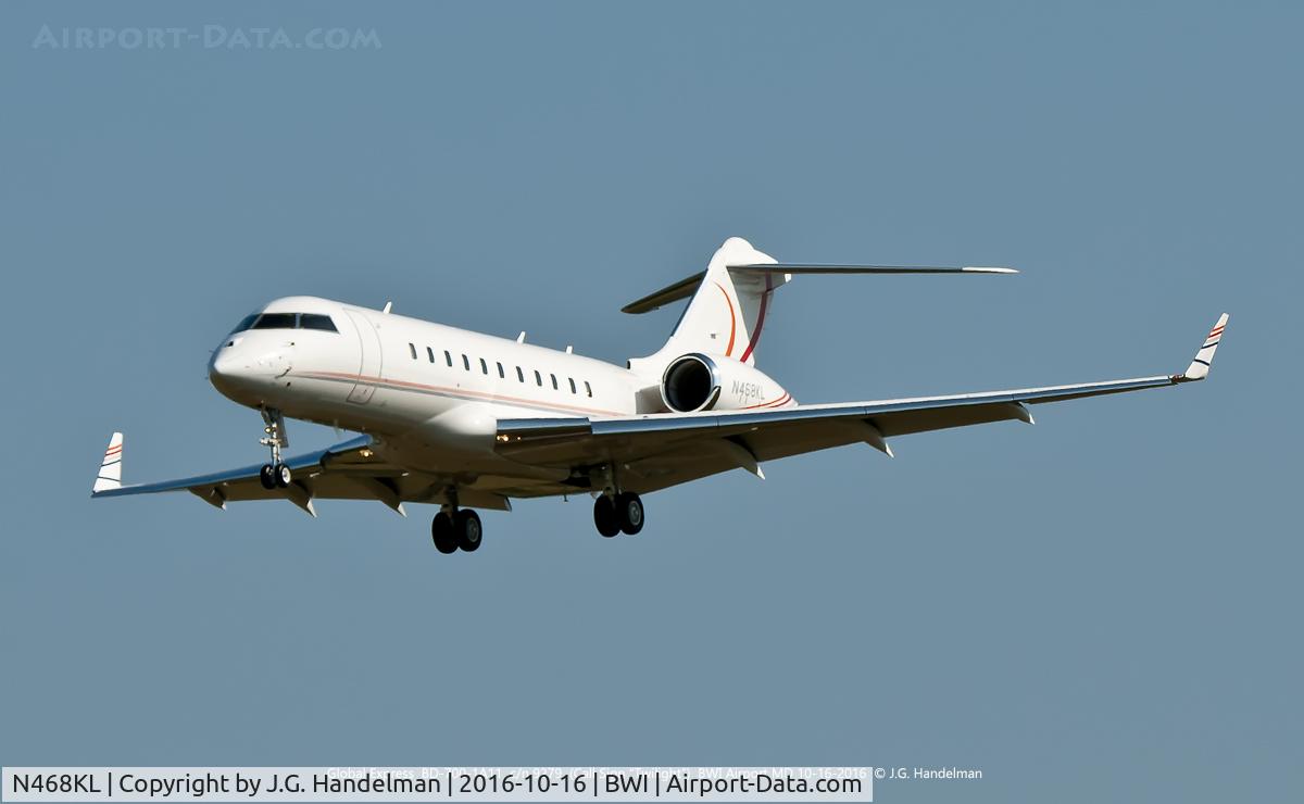 N468KL, 2008 Bombardier BD-700-1A11 Global 5000 C/N 9279, Towards 33L.