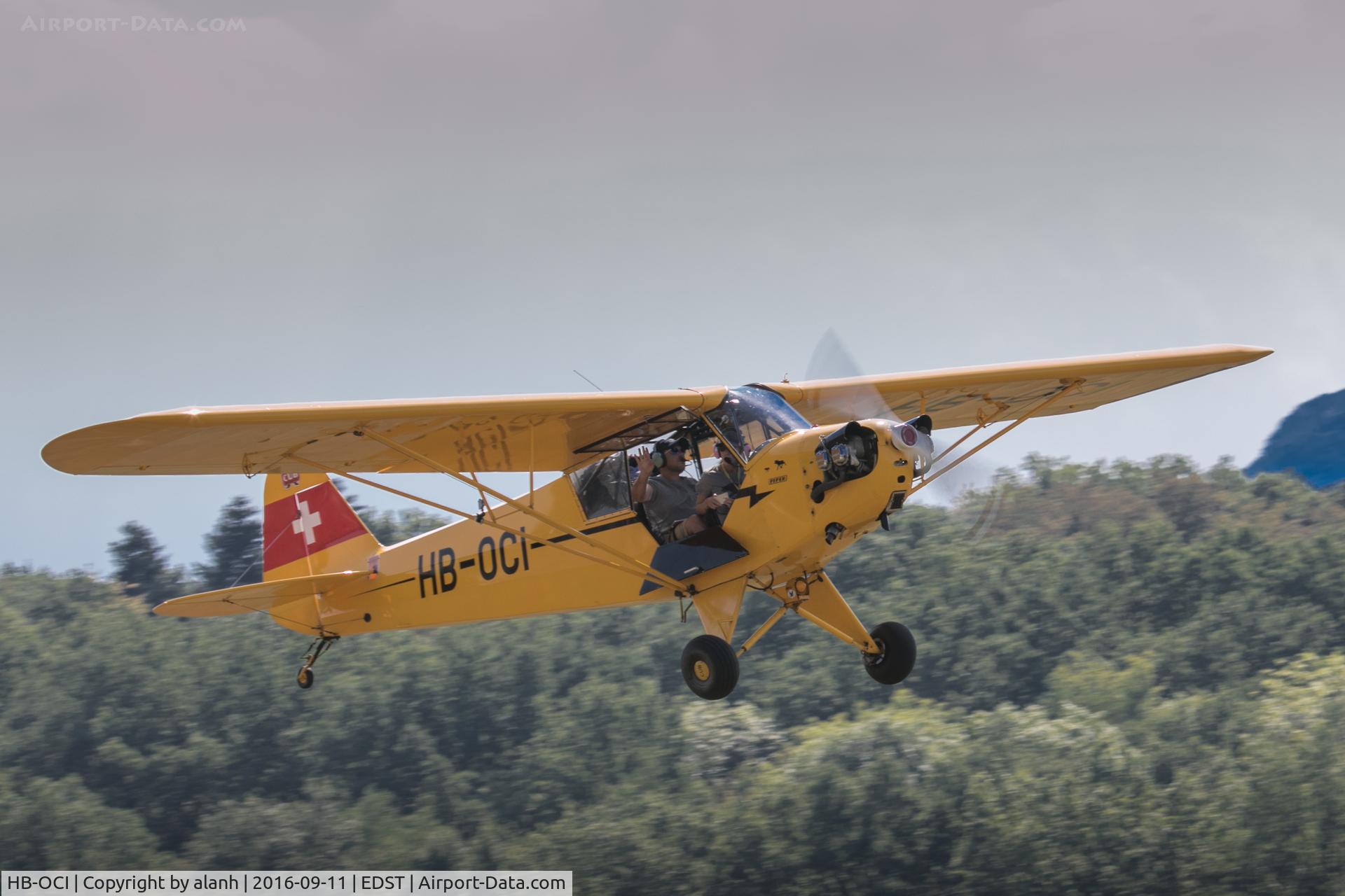 HB-OCI, 1944 Piper L-4J Grasshopper (J3C-65D) C/N 12534, Departing the 2016 Hahnweide Oldtimer Fliegertreffen