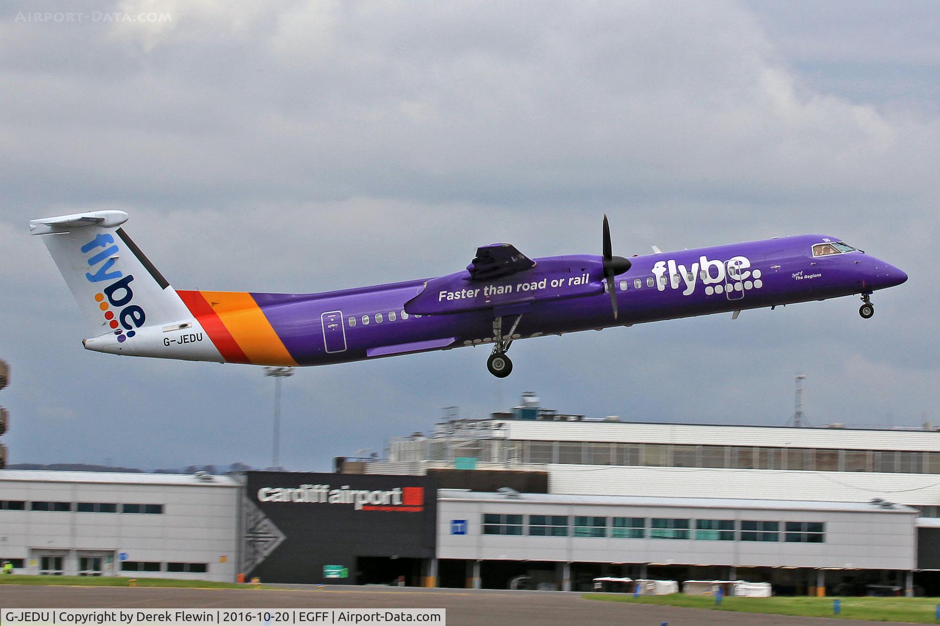 G-JEDU, 2004 De Havilland Canada DHC-8-402Q Dash 8 C/N 4089, Dash 8, Flybe, call sign, Jersey 3BP, previously C-GEMU, seen departing runway 12 en-route to London City.