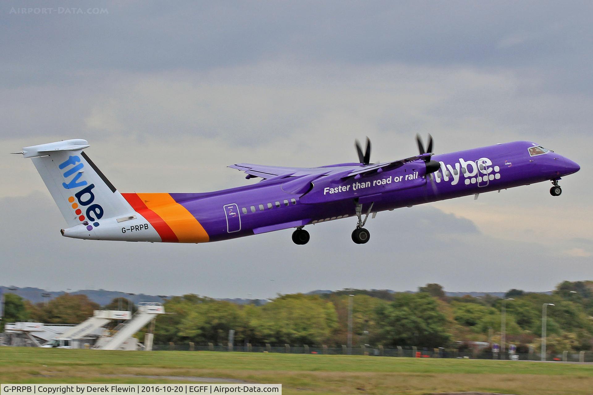 G-PRPB, 2010 Bombardier DHC-8-402 Dash 8 C/N 4333, Dash 8, Flybe, call sign Jersey 284, previously C-CGFI, N33NG, seen departing runway 12 en-route to Belfast City.