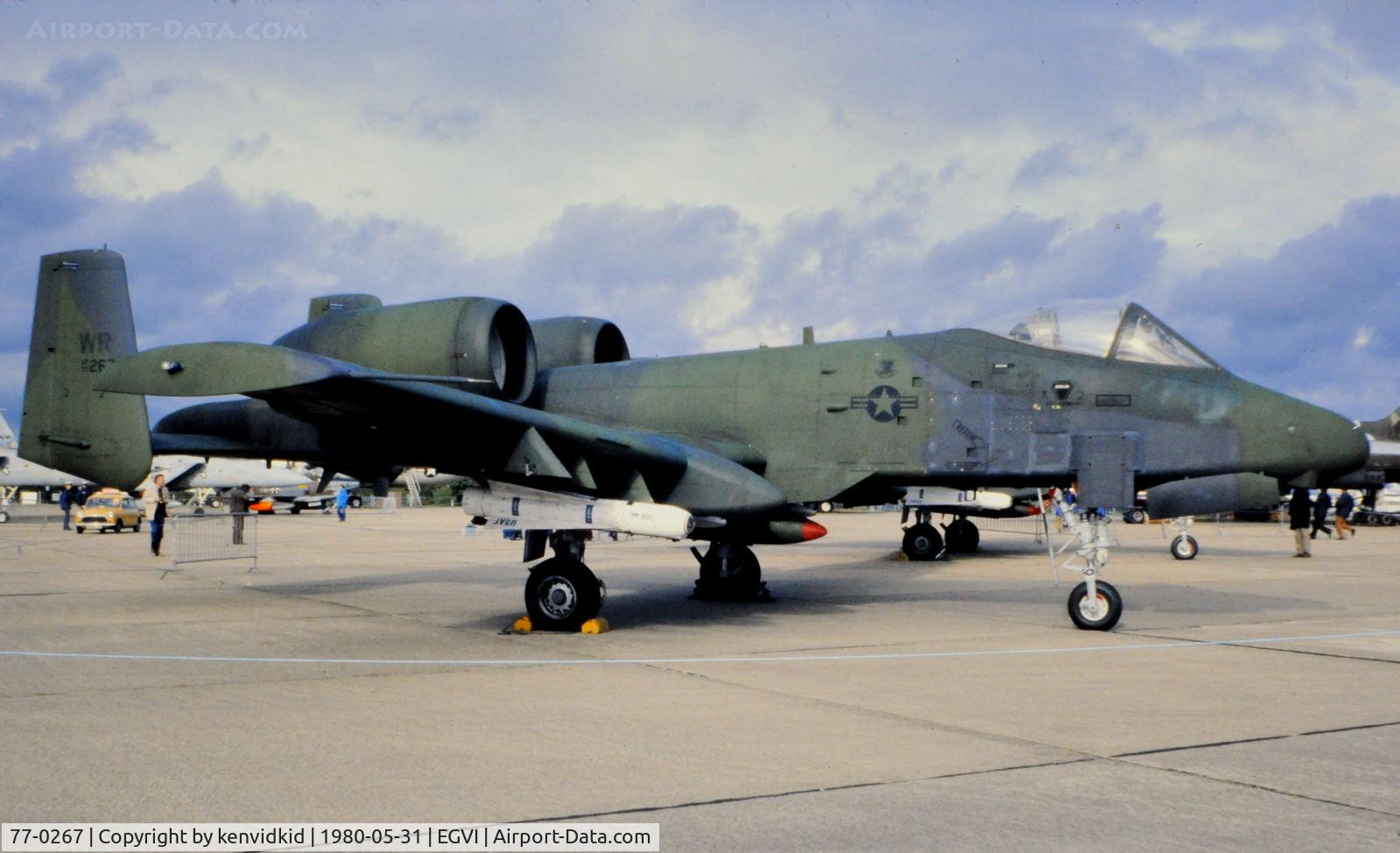 77-0267, 1977 Fairchild Republic A-10A Thunderbolt II C/N A10-0192, At the 1980 International Air Tattoo Greenham Common, copied from slide.