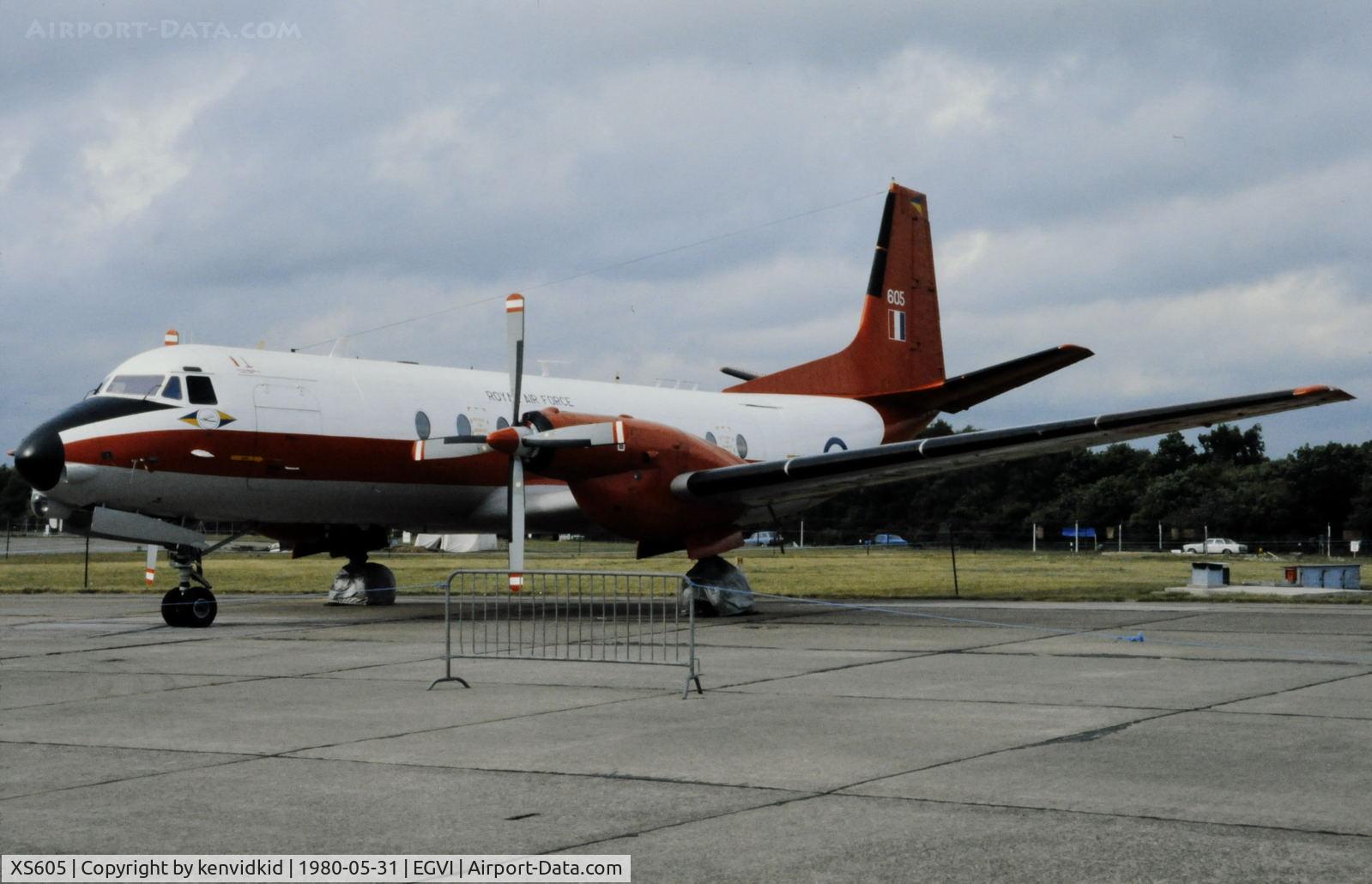 XS605, 1966 Hawker Siddeley HS-780 Andover E3 C/N BN12, At the 1980 International Air Tattoo Greenham Common, copied from slide.
