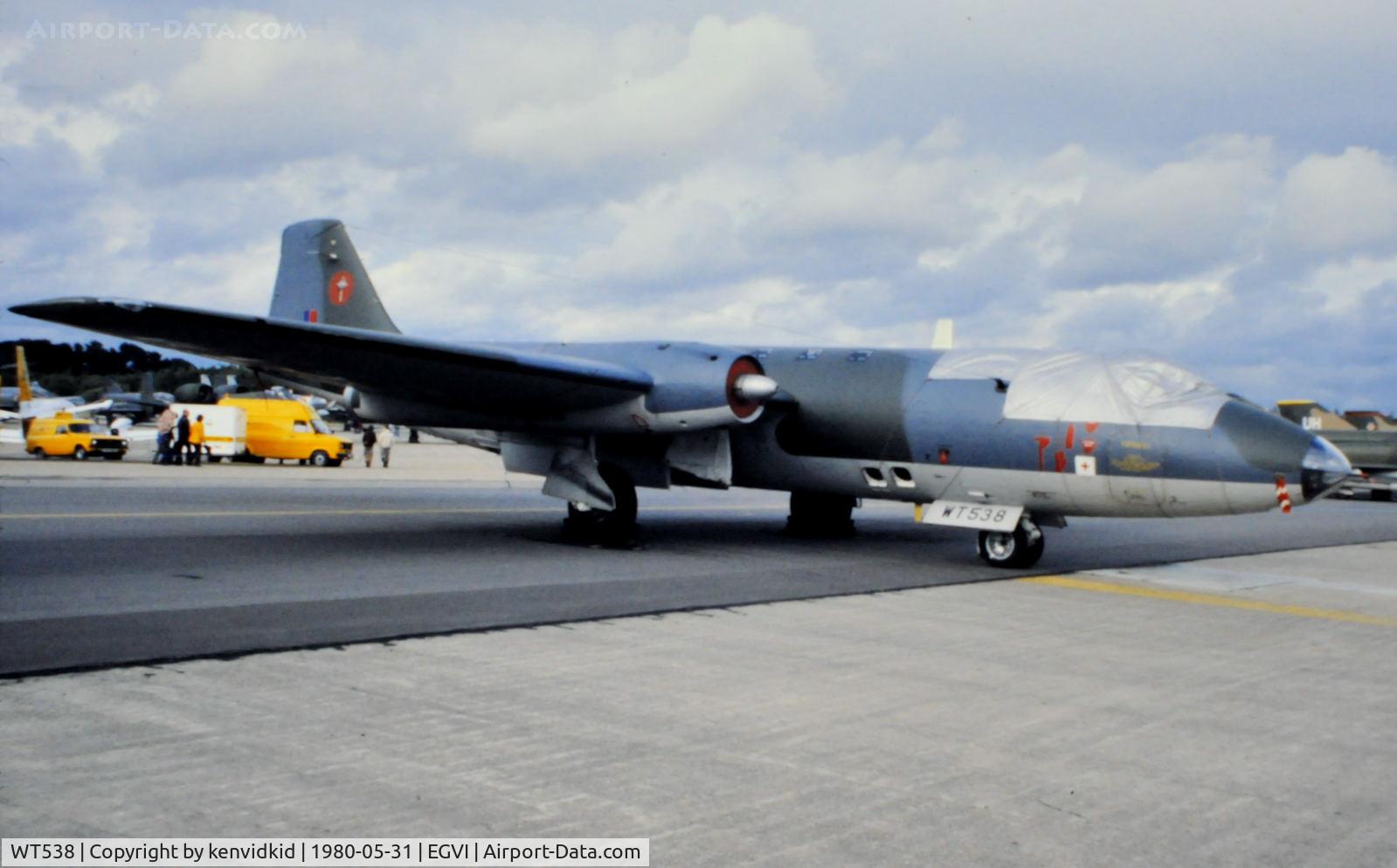 WT538, English Electric Canberra PR.7 C/N 71477, At the 1980 International Air Tattoo Greenham Common, copied from slide.