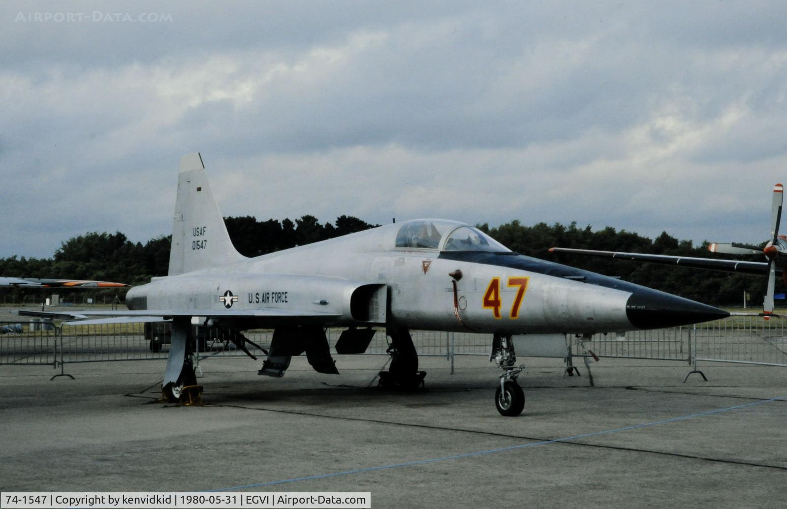 74-1547, 1974 Northrop F-5E Tiger II C/N R.1205, At the 1980 International Air Tattoo Greenham Common, copied from slide.