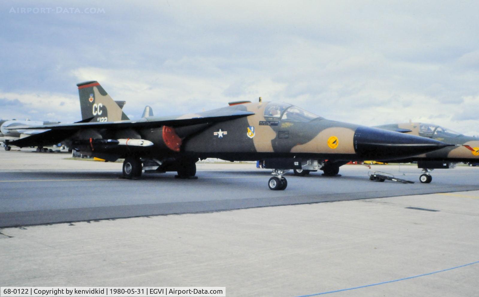 68-0122, 1968 General Dynamics F-111D Aardvark C/N A6-38, At the 1980 International Air Tattoo Greenham Common, copied from slide.
