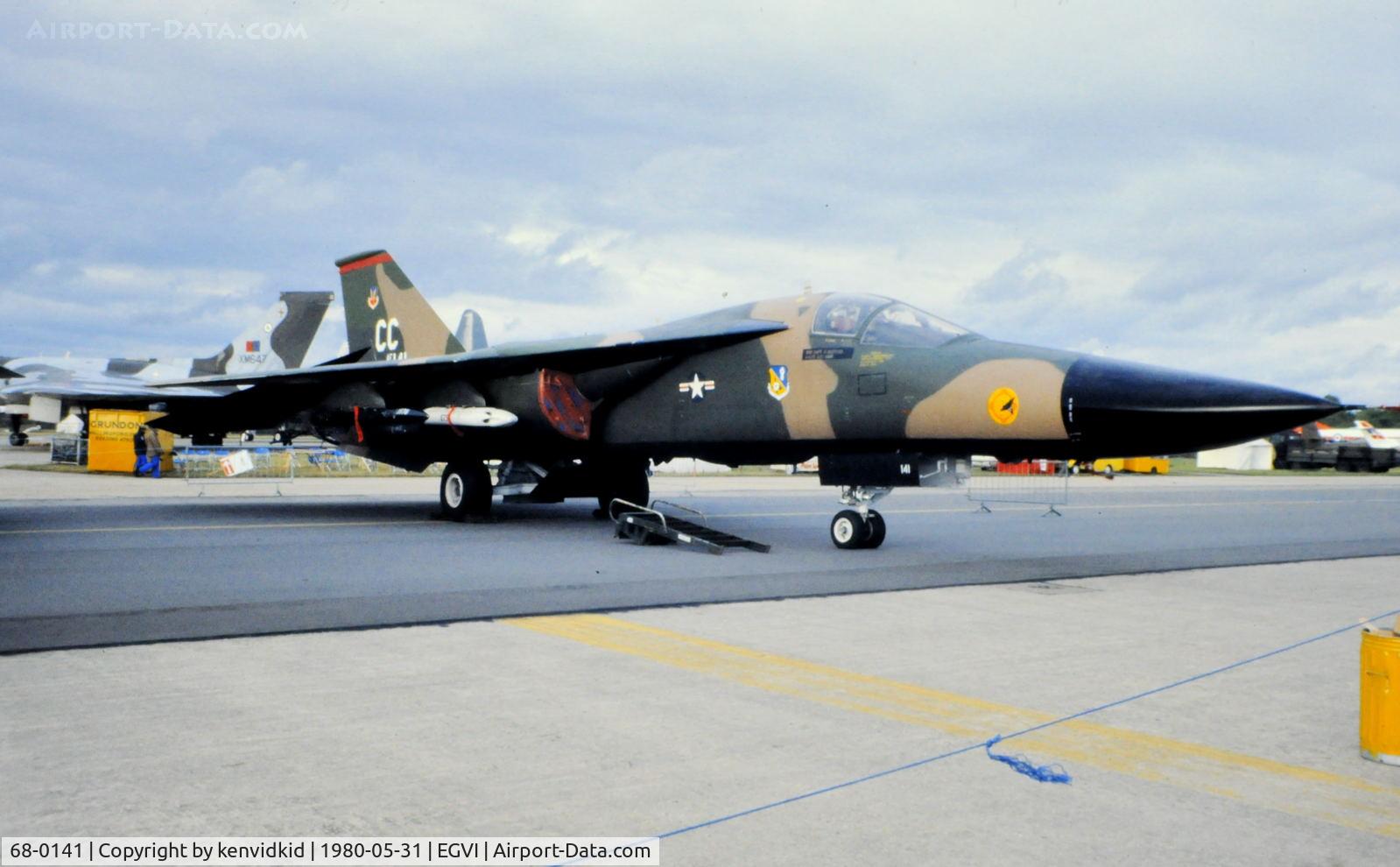 68-0141, 1968 General Dynamics F-111D Aardvark C/N A6-56, At the 1980 International Air Tattoo Greenham Common, copied from slide.