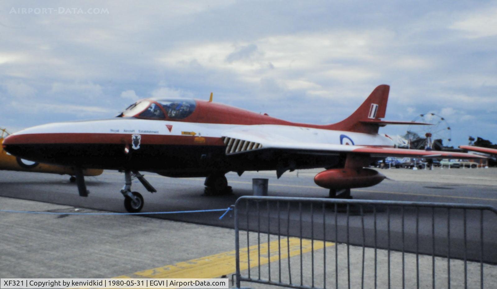 XF321, 1956 Hawker Hunter T.7 C/N HABL003082, At the 1980 International Air Tattoo Greenham Common, copied from slide.