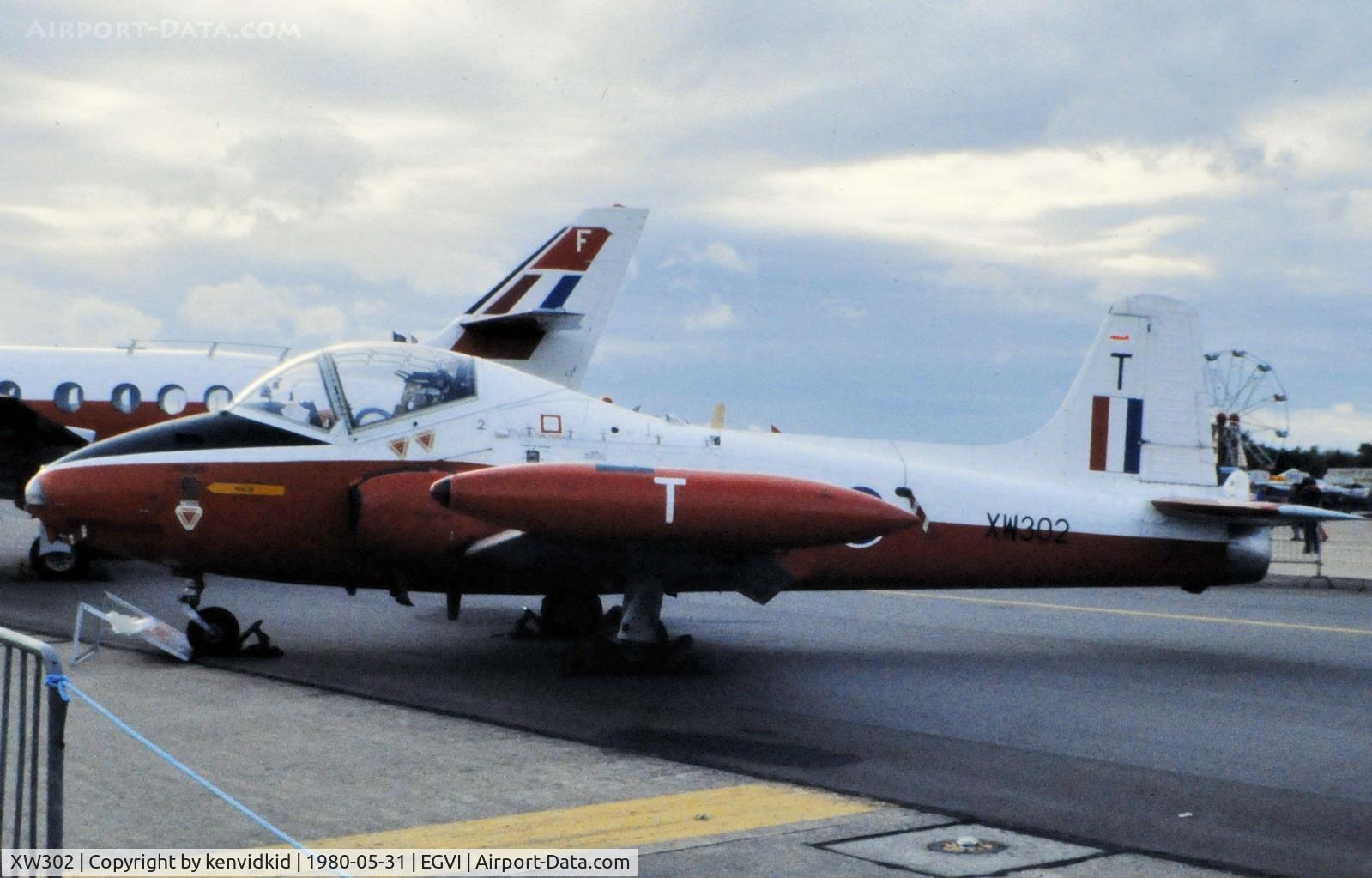 XW302, 1970 BAC 84 Jet Provost T.5 C/N EEP/JP/966, At the 1980 International Air Tattoo Greenham Common, copied from slide.
