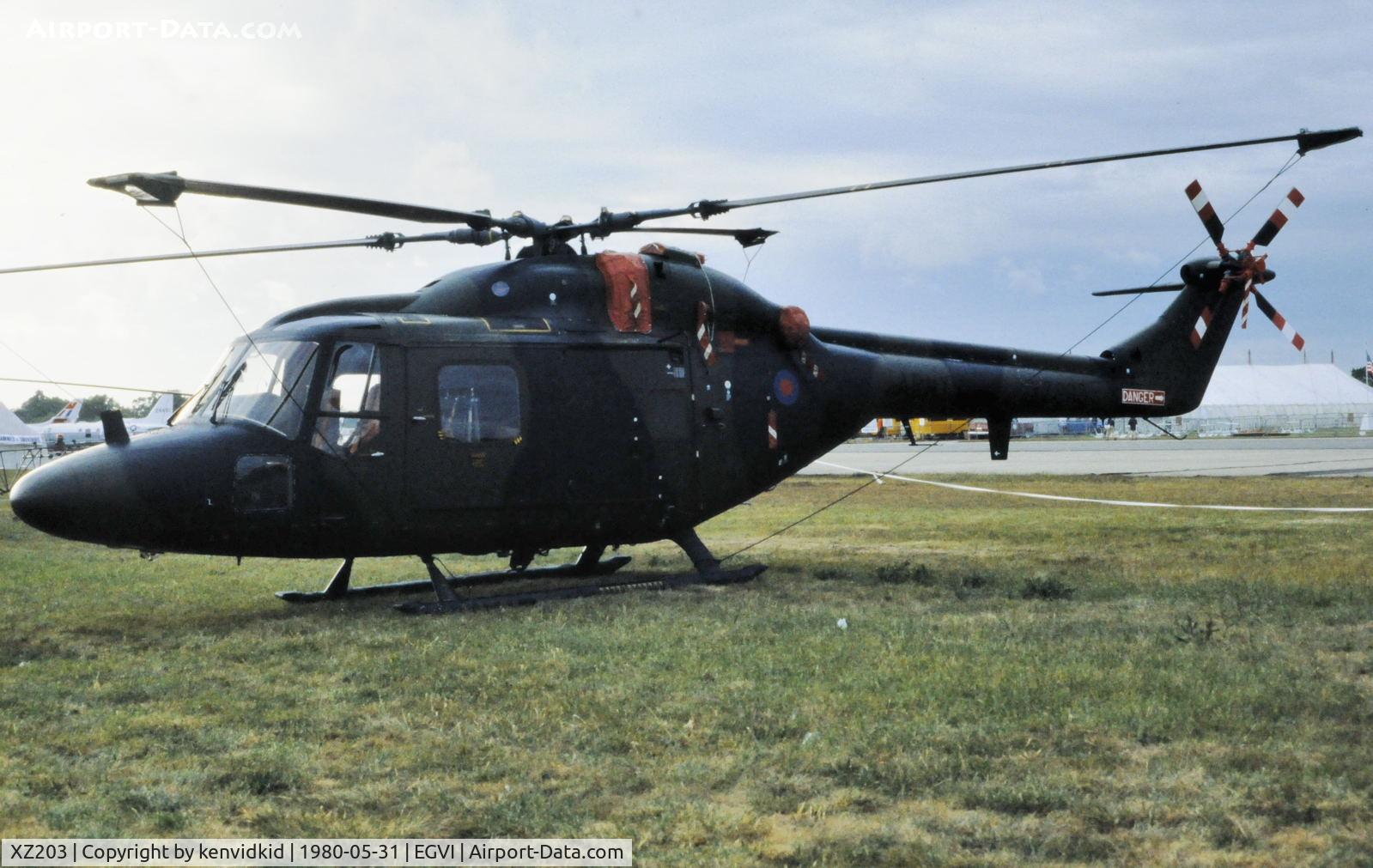 XZ203, 1979 Westland Lynx AH.1 C/N 107, At the 1980 International Air Tattoo Greenham Common, copied from slide.