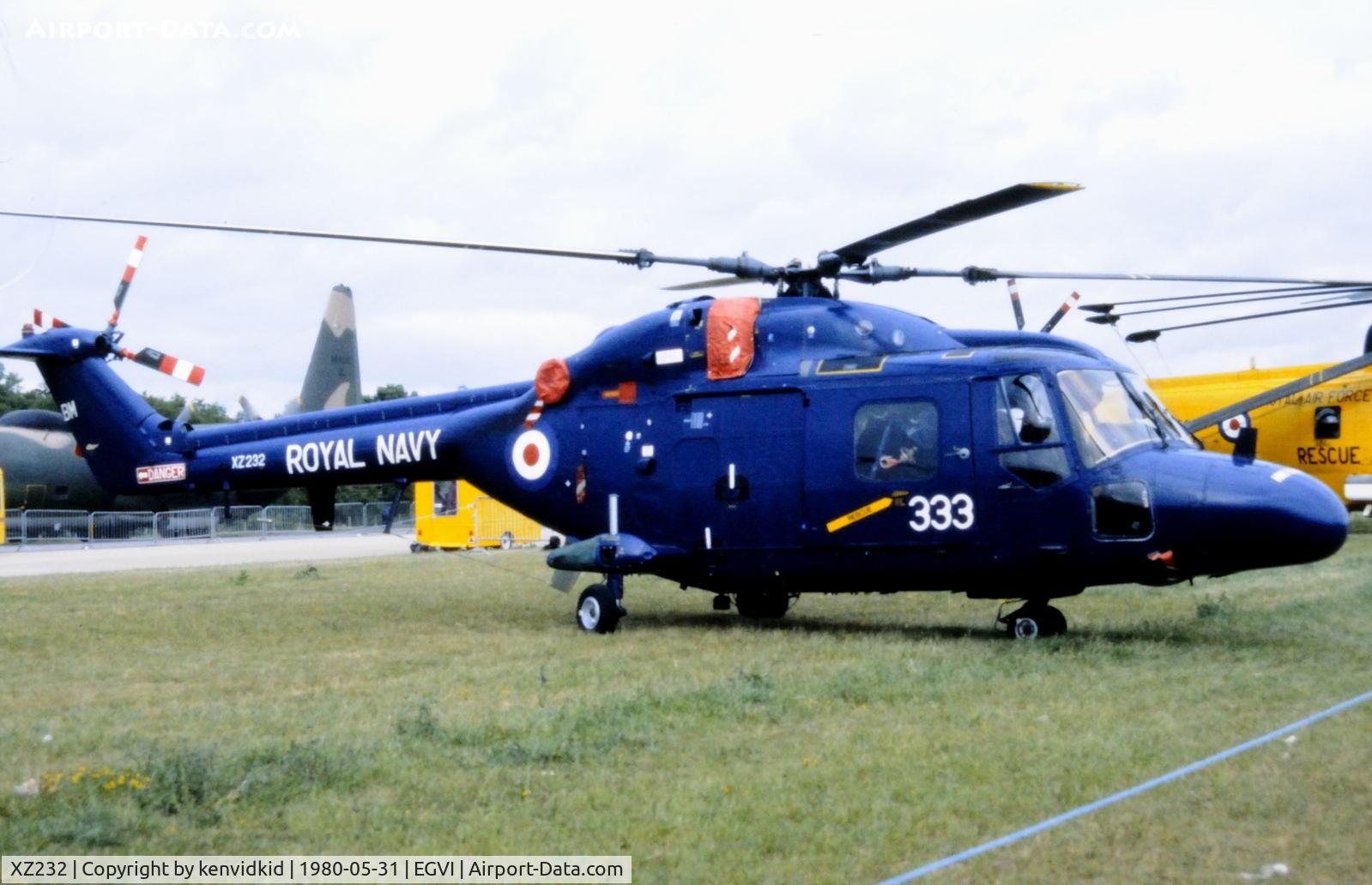 XZ232, 1977 Westland Lynx HAS.2 C/N 009, At the 1980 International Air Tattoo Greenham Common, copied from slide.