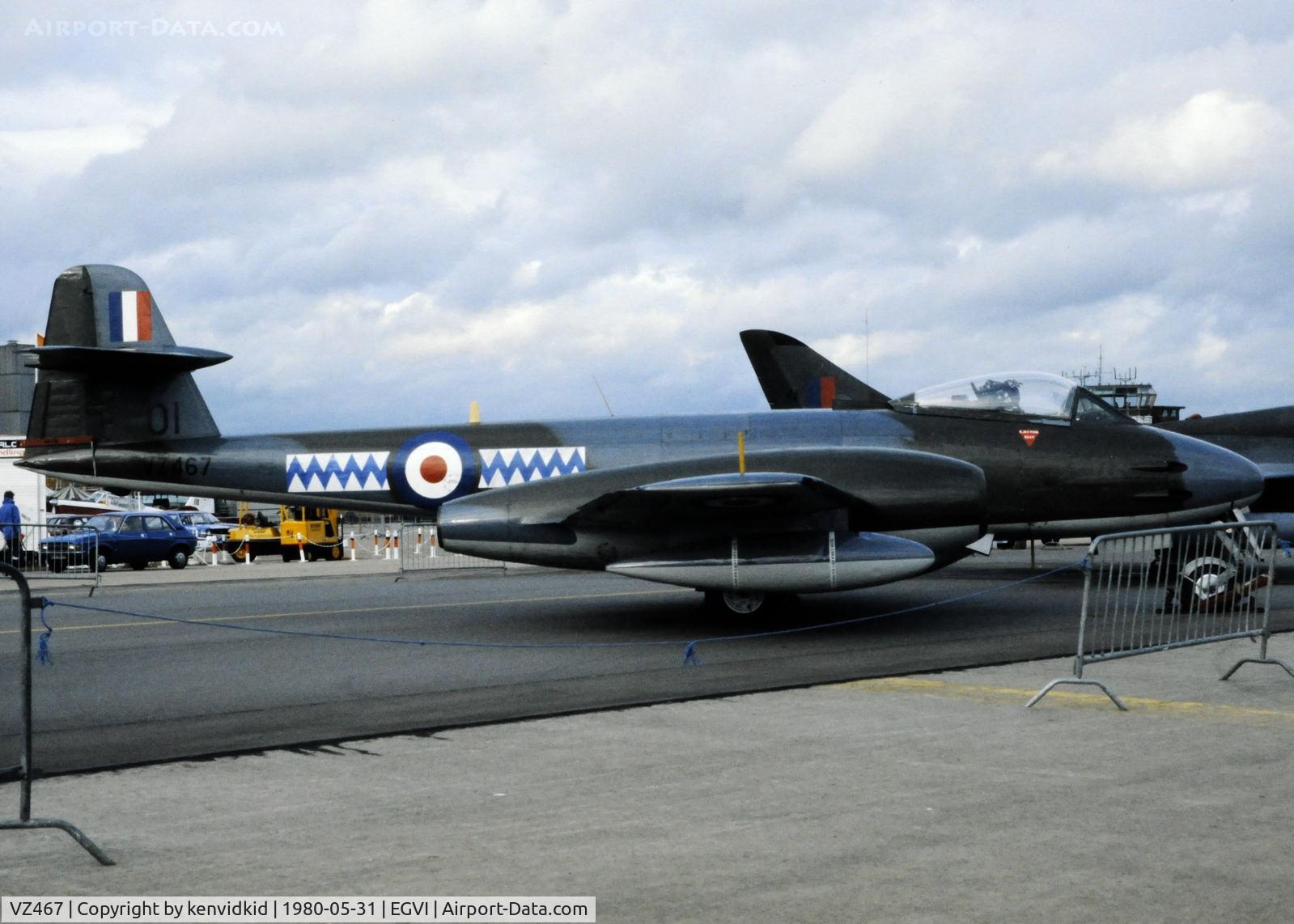 VZ467, 1950 Gloster Meteor F.8 C/N G5/361641, At the 1980 International Air Tattoo Greenham Common, copied from slide.