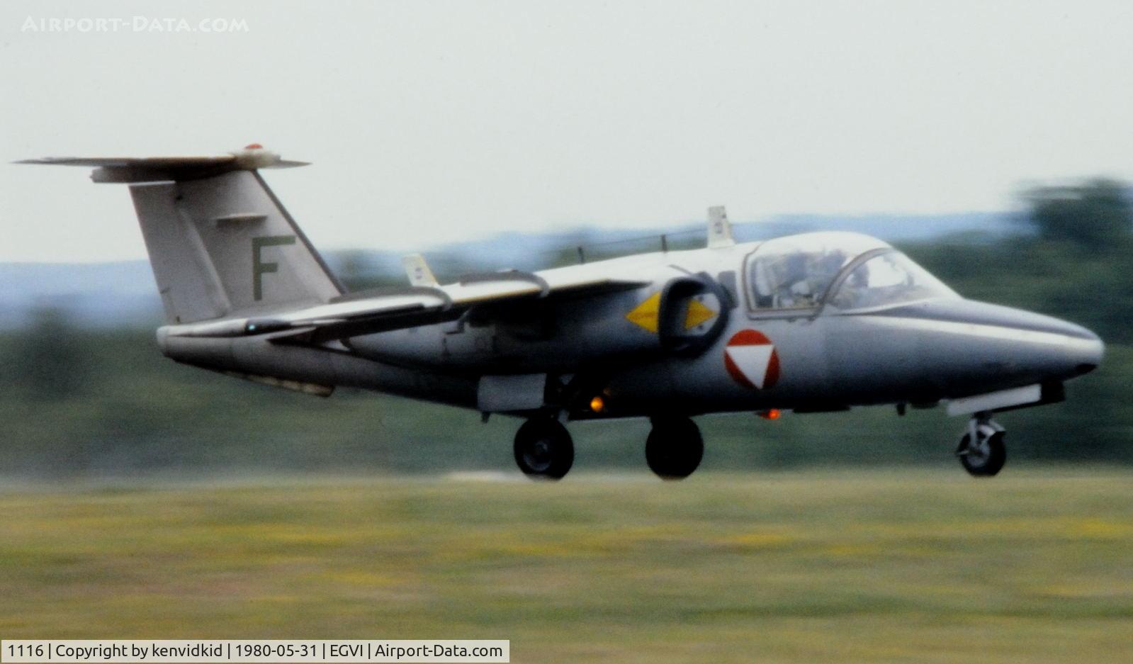 1116, Saab 105OE C/N 105416, At the 1980 International Air Tattoo Greenham Common, copied from slide.
