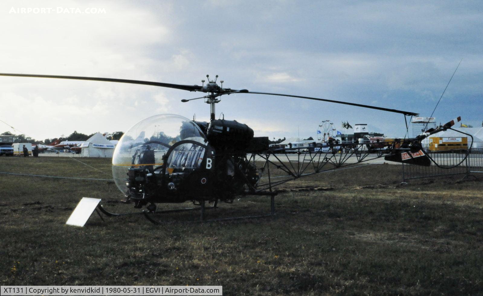 XT131, 1964 Westland Sioux AH.1 C/N 1540, At the 1980 International Air Tattoo Greenham Common, copied from slide.
