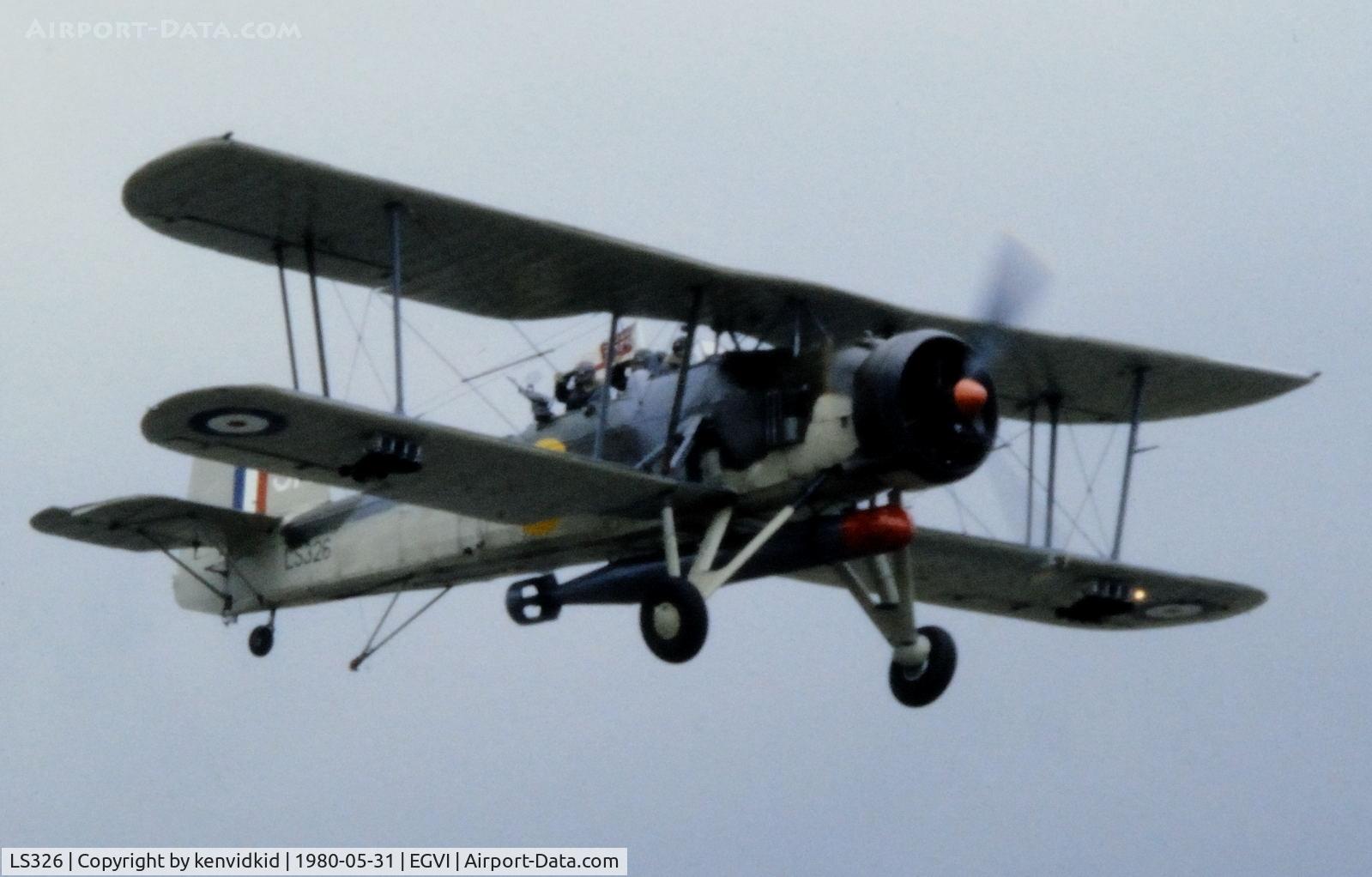 LS326, 1943 Fairey Swordfish Mk.II C/N Not found LS326, At the 1980 International Air Tattoo Greenham Common, copied from slide.