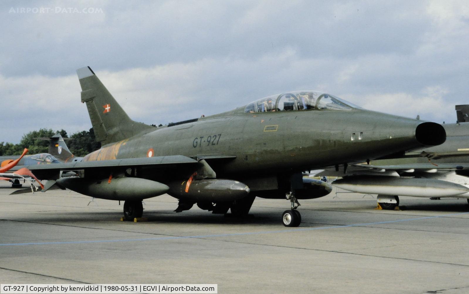 GT-927, 1956 North American TF-100F Super Sabre C/N 243-203, At the 1980 International Air Tattoo Greenham Common, copied from slide.