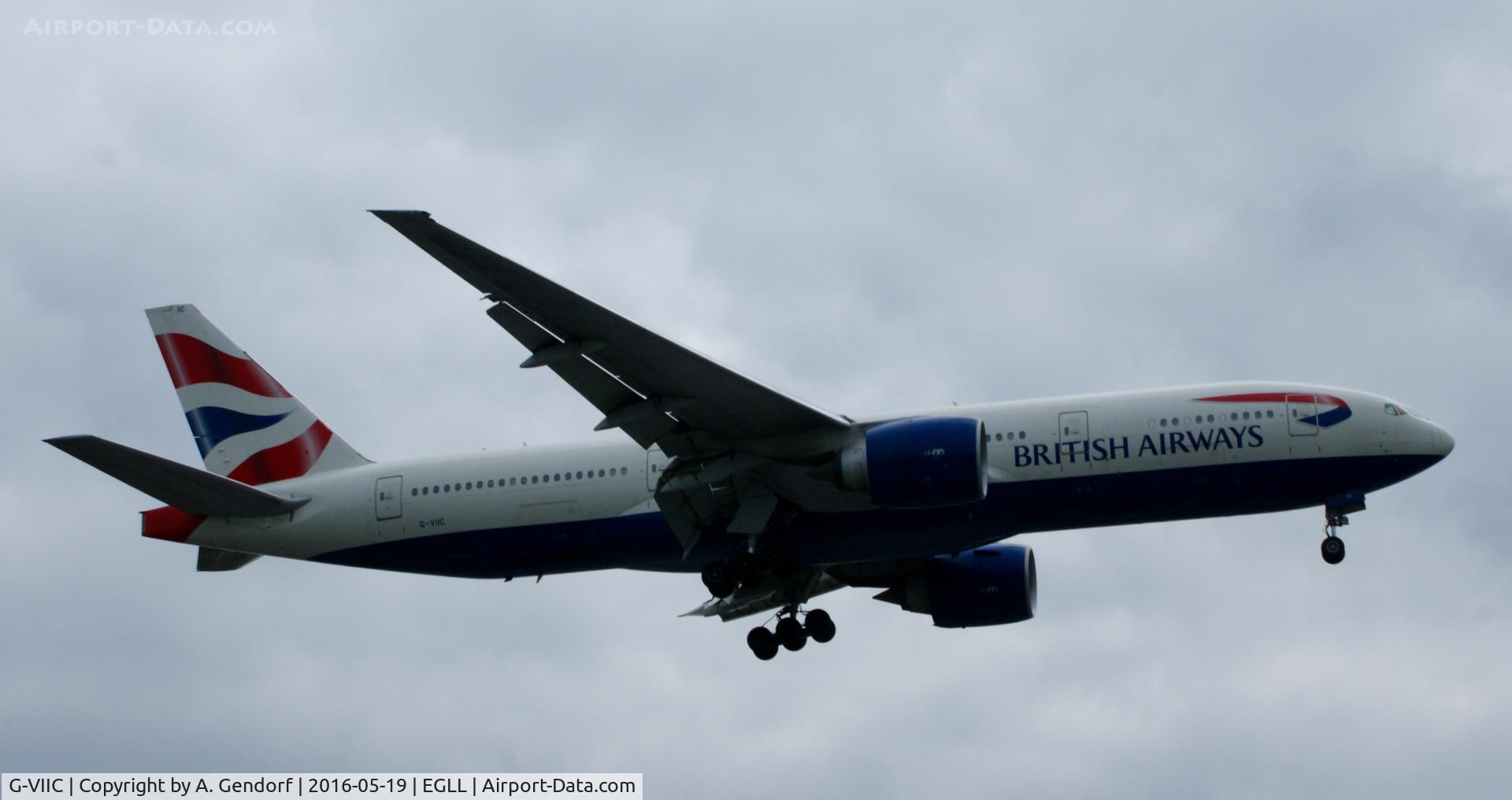 G-VIIC, 1997 Boeing 777-236 C/N 27485, British Airways, is here landing RWY 27R at London Heathrow(EGLL)