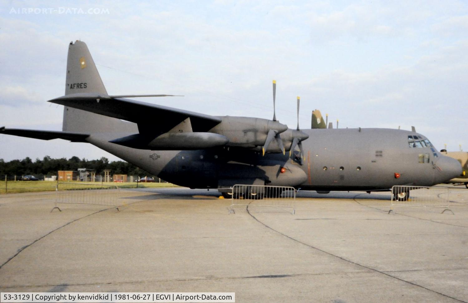 53-3129, 1953 Lockheed AC-130A-LM Hercules C/N 182-3001, At the 1981 International Air Tattoo, scanned from slide.