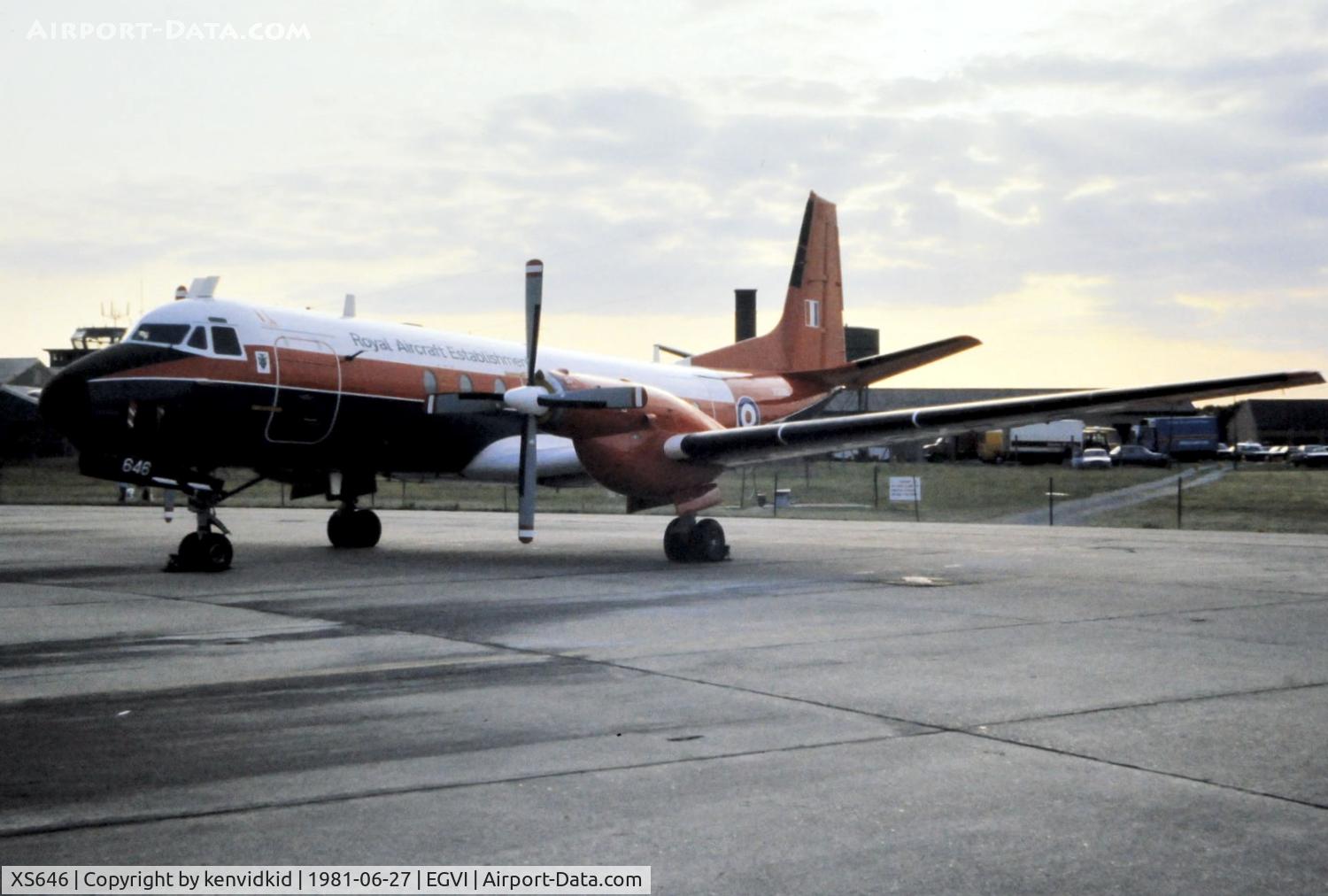 XS646, 1967 Hawker Siddeley HS-780 Andover C1 C/N Set 30, At the 1981 International Air Tattoo, scanned from slide.