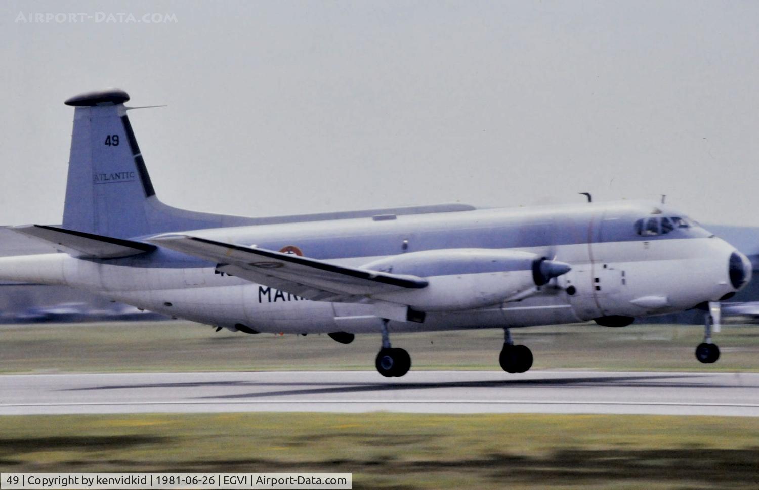 49, Breguet 1150 Atlantic C/N 49, At the 1981 International Air Tattoo, scanned from slide.