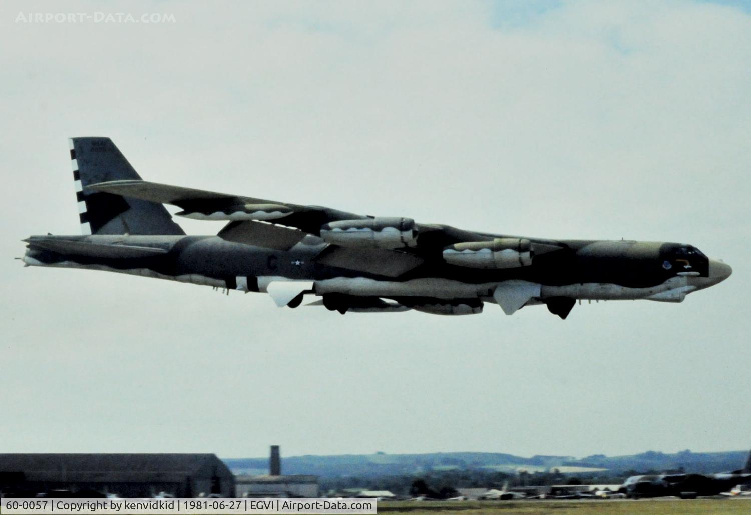 60-0057, 1960 Boeing B-52H Stratofortress C/N 464422, At the 1981 International Air Tattoo, scanned from slide.