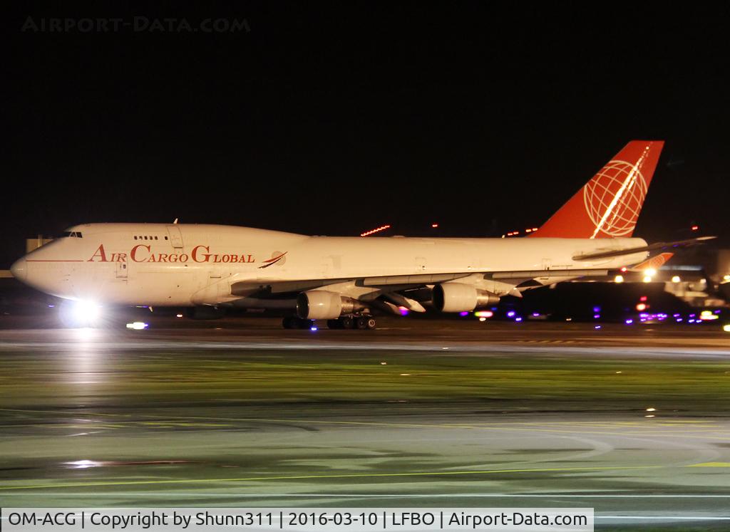 OM-ACG, 1991 Boeing 747-409SF C/N 24311, Taxiin holding point rwy 32R for departure...
