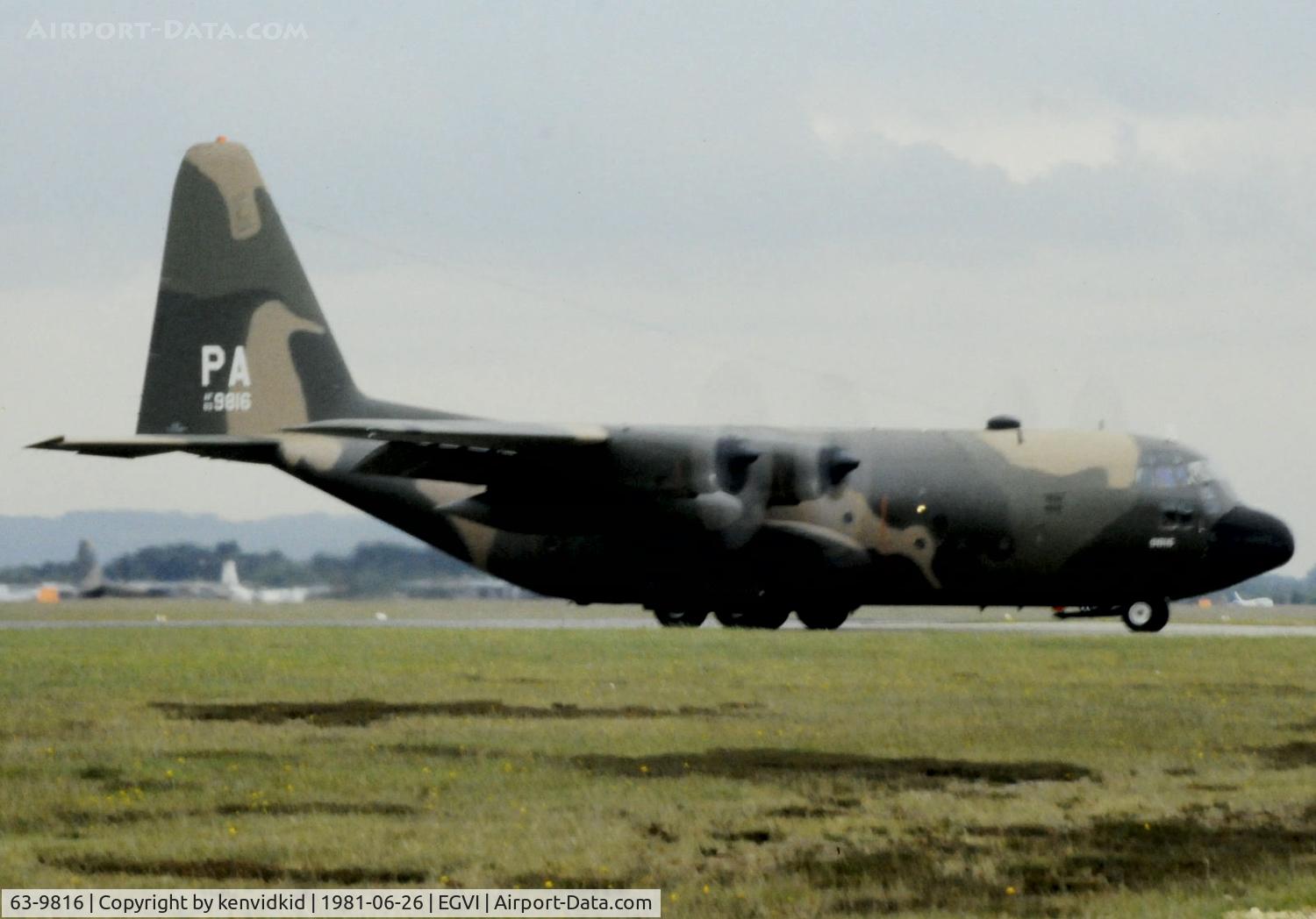 63-9816, 1963 Lockheed EC-130E Hercules C/N 382-3977, At the 1981 International Air Tattoo, scanned from slide.